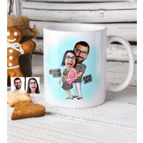 Kişiye Özel Bebek Bekliyoruz Karikatür Beyaz Kupa Bardak