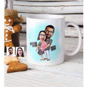 Kişiye Özel Bebek Bekliyoruz Karikatür Beyaz Kupa Bardak