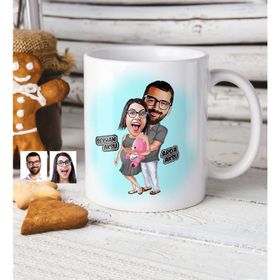 Kişiye Özel Bebek Bekliyoruz Karikatür Beyaz Kupa Bardak