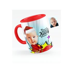 Kişiye Özel Bebek Karikatürlü Kırmızı 5 Kupa Bardak