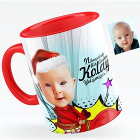 Kişiye Özel Bebek Karikatürlü Kırmızı 5 Kupa Bardak