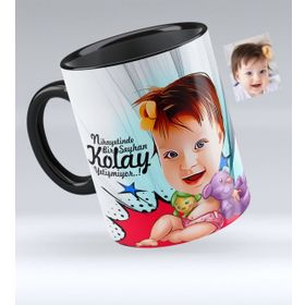 Kişiye Özel Bebek Karikatürlü Siyah 1 Kupa Bardak