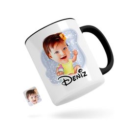 Kişiye Özel Bebek Karikatürlü Siyah 1 Kupa Bardak