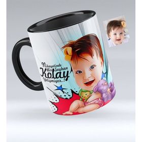 Kişiye Özel Bebek Karikatürlü Siyah 1 Kupa Bardak