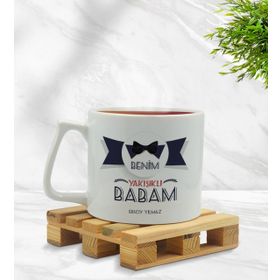 Kişiye Özel Benim Yakışıklı Babam Tasarımlı Middle Beyaz Model 1 Kupa