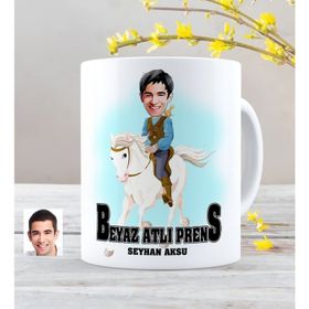 Kişiye Özel Beyaz Atlı Prens Karikatürlü Kupa Bardak