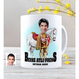 Kişiye Özel Beyaz Atlı Prens Karikatürlü Kupa Bardak