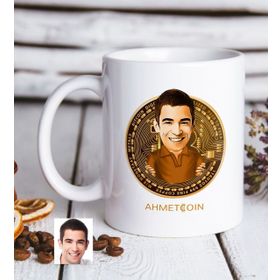 Kişiye Özel Bitcoin Karikatürlü Beyaz Kupa Bardak