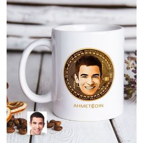 Kişiye Özel Bitcoin Karikatürlü Beyaz Kupa Bardak
