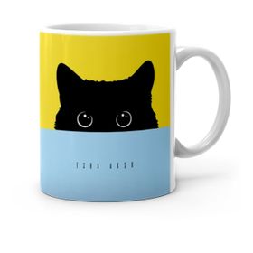Kişiye Özel Black Kitty Tasarımlı-1 Beyaz Kupa Bardak