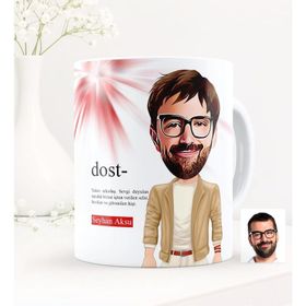 Kişiye Özel Dost Karikatürlü Beyaz Kupa Bardak