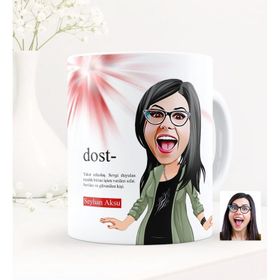 Kişiye Özel Dost Karikatürlü Beyaz Kupa Bardak