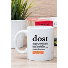 Kişiye Özel Dost Kelime Anlamı Beyaz Kupa