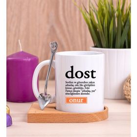 Kişiye Özel Dost Kelime Anlamı Beyaz Kupa