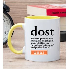 Kişiye Özel Dost Kelime Anlamı Sarı Kupa