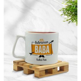 Kişiye Özel En Kahraman Baba Tasarımlı Middle Beyaz Model 1 Kupa