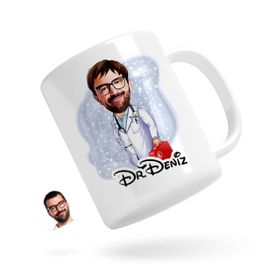 Kişiye Özel Erkek Acil Tıp Teknisyeni Karikatürlü Beyaz Kupa Bardak