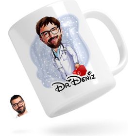 Kişiye Özel Erkek Acil Tıp Teknisyeni Karikatürlü Beyaz Kupa Bardak