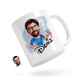 Kişiye Özel Erkek Antrenör Karikatürlü Beyaz Kupa Bardak