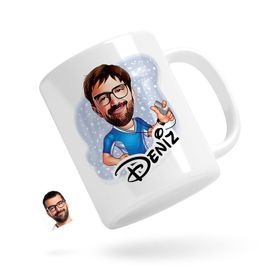 Kişiye Özel Erkek Antrenör Karikatürlü Beyaz Kupa Bardak