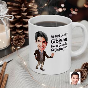 Kişiye Özel Erkek Asgari Ücret Gibiyim Karikatürlü Beyaz Kupa Bardak