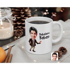 Kişiye Özel Erkek Babaların Babası Karikatürlü Beyaz Kupa Bardak