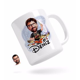 Kişiye Özel Erkek Baterist Karikatürlü Beyaz Kupa Bardak
