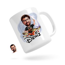Kişiye Özel Erkek Baterist Karikatürlü Beyaz Kupa Bardak