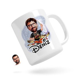 Kişiye Özel Erkek Baterist Karikatürlü Beyaz Kupa Bardak