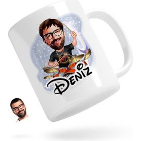 Kişiye Özel Erkek Baterist Karikatürlü Beyaz Kupa Bardak
