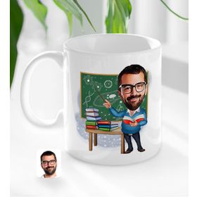 Kişiye Özel Erkek Biyoloji Öğretmeni Karikatürlü Beyaz Kupa