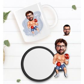 Kişiye Özel Erkek Boksör Karikatürlü Beyaz Kupa Bardak