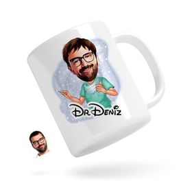 Kişiye Özel Erkek Cerrah Karikatürlü Beyaz Kupa Bardak