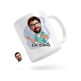 Kişiye Özel Erkek Cerrah Karikatürlü Beyaz Kupa Bardak