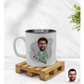 Kişiye Özel Erkek Cerrah Karikatürlü Siyah Kupa Bardak
