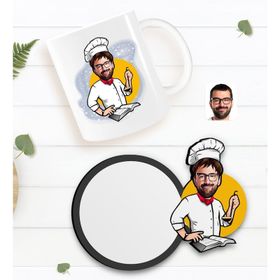 Kişiye Özel Erkek Chef Karikatürlü Beyaz Kupa Bardak