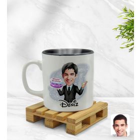 Kişiye Özel Erkek Doğum Günü Karikatürlü Siyah Kupa Bardak