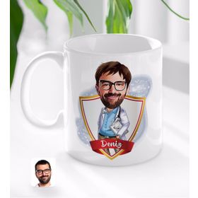Kişiye Özel Erkek Doktor Karikatürlü Beyaz Kupa Bardak