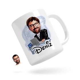 Kişiye Özel Erkek Genel Müdür Karikatürlü Beyaz Kupa Bardak