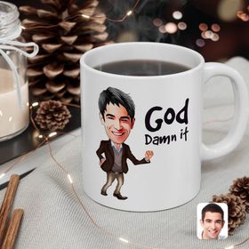 Kişiye Özel Erkek God Damn İt Karikatürlü Beyaz Kupa Bardak