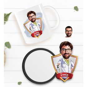 Kişiye Özel Erkek Göz Doktoru Karikatürlü Beyaz Kupa