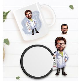 Kişiye Özel Erkek Göz Doktoru Karikatürlü Beyaz Kupa