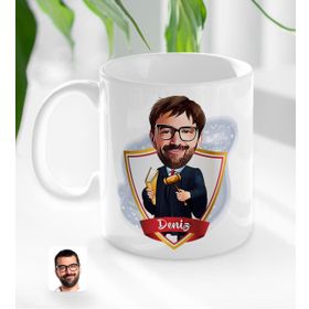 Kişiye Özel Erkek İsimli Karikatürlü Beyaz Kupa Bardak