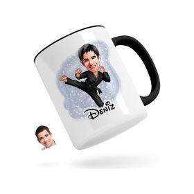 Kişiye Özel Erkek Karateci Karikatürlü Siyah Kupa Bardak