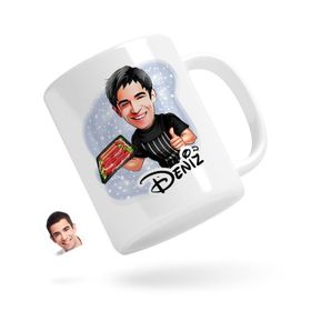 Kişiye Özel Erkek Kasap Karikatürlü Beyaz Kupa
