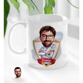 Kişiye Özel Erkek Kasap Karikatürlü Beyaz Kupa