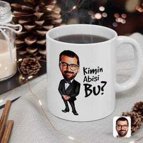 Kişiye Özel Erkek Kimin Abisi Bu Karikatürlü Beyaz Kupa Bardak