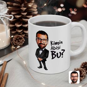 Kişiye Özel Erkek Kimin Abisi Bu Karikatürlü Beyaz Kupa Bardak