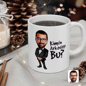 Kişiye Özel Erkek Kimin Arkadaşı Bu Karikatürlü Beyaz Kupa
