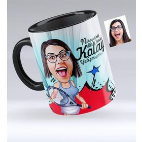 Kişiye Özel Erkek Kuaför Karikatürlü Pembe 1 Kupa Bardak